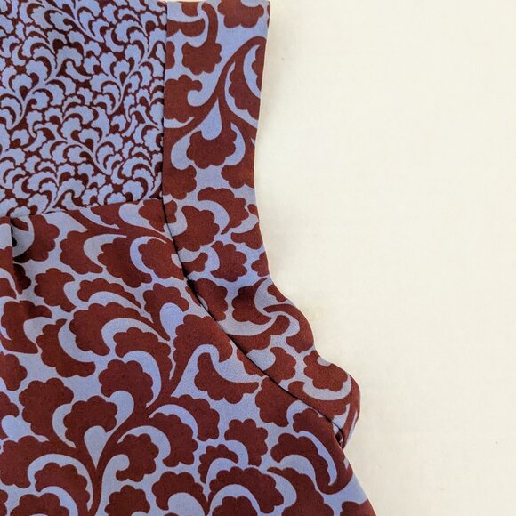 ANN TAYLOR LOFT Women's Short Cap Sleeve Top Blouse Size S Red Blue Print - Picture 4 of 7